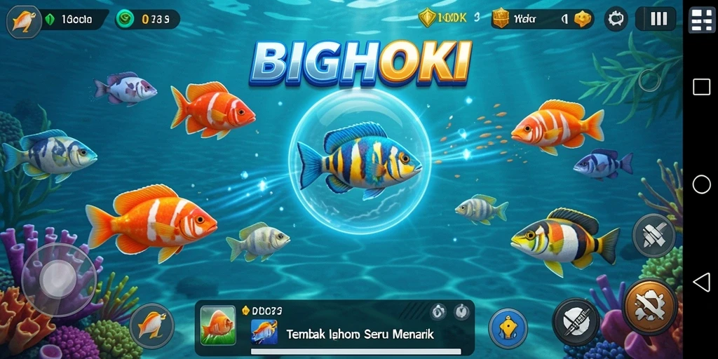Tangkapan layar dari gameplay seru BIGHOKI saat menembak ikan.