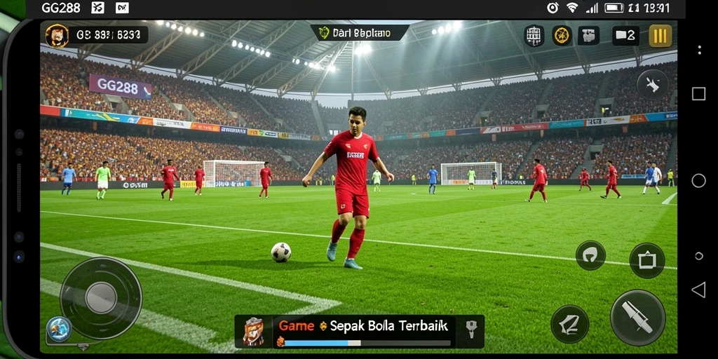Screenshot gameplay GG288 menampilkan aksi sepak bola yang mendebarkan.