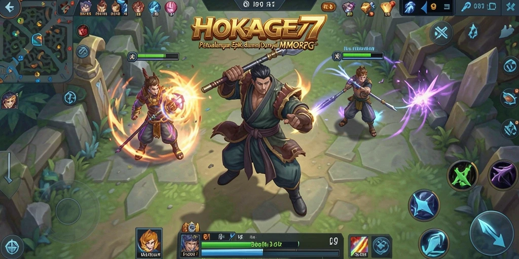 Screenshot gameplay HOKAGE77 menampilkan pertarungan epik antar pemain.