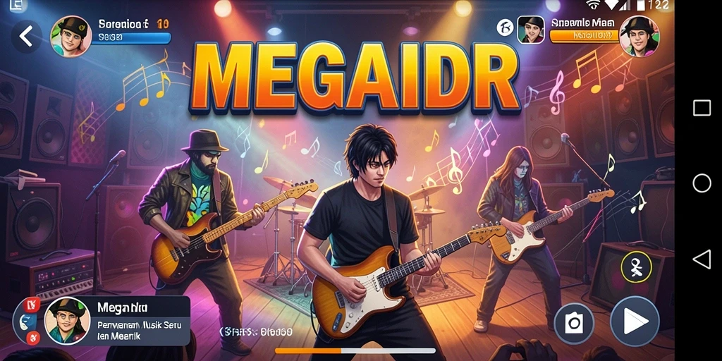 Gameplay seru dalam aplikasi MEGAIDR yang penuh musik.
