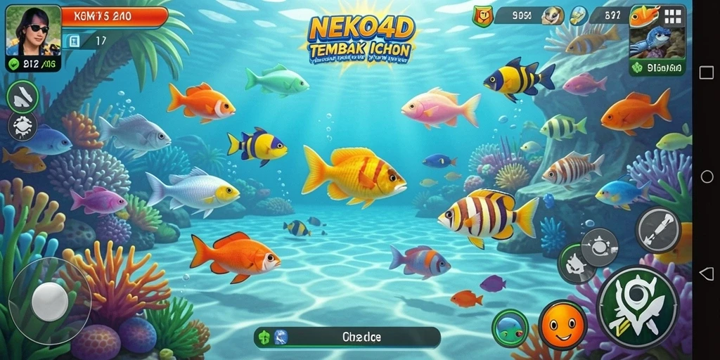 Tampilan gameplay NEKO4D dengan aksi Tembak Ikan yang seru.
