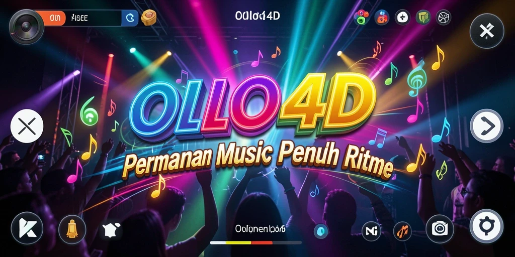 Tampilan atraktif dari gameplay OLLO4D dengan irama musik yang interaktif.
