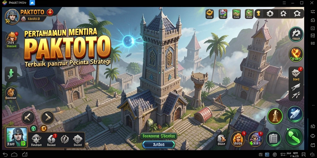 Screenshot utama PAKTOTO menunjukkan aksi gameplay Tower Defense yang intens.