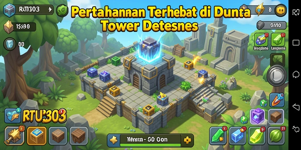 Tampilan gameplay seru di RATU303 dengan strategi tower defense yang mendebarkan.