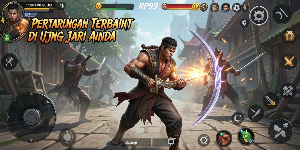 Tampilan gameplay RP99 yang intens dan mendebarkan dalam pertarungan.