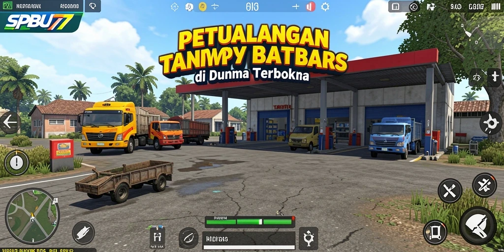 Screenshot gameplay SPBU77 menampilkan dunia terbuka yang menakjubkan.