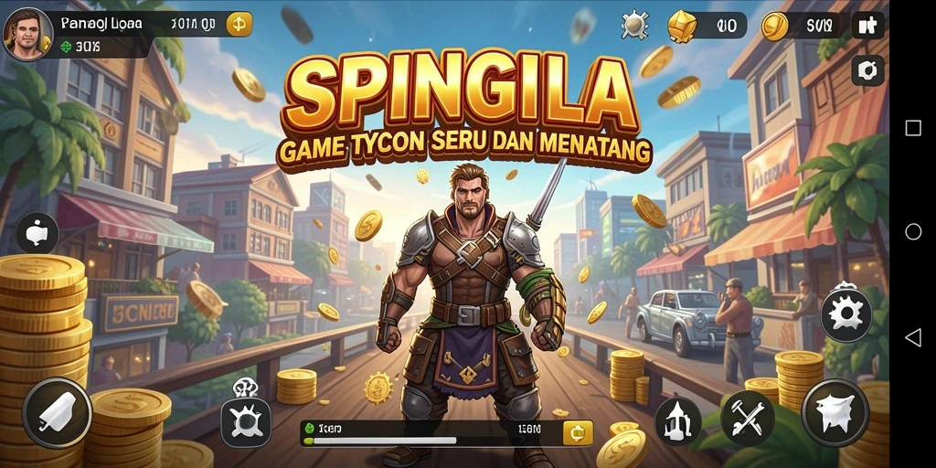 Tangkapan layar gameplay SPINGILA menampilkan keseruan dalam manajemen bisnis Tycoon.