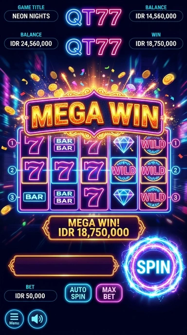 Screenshot aplikasi qt777 menunjukkan antarmuka pengguna yang bersih dan navigasi yang mudah.